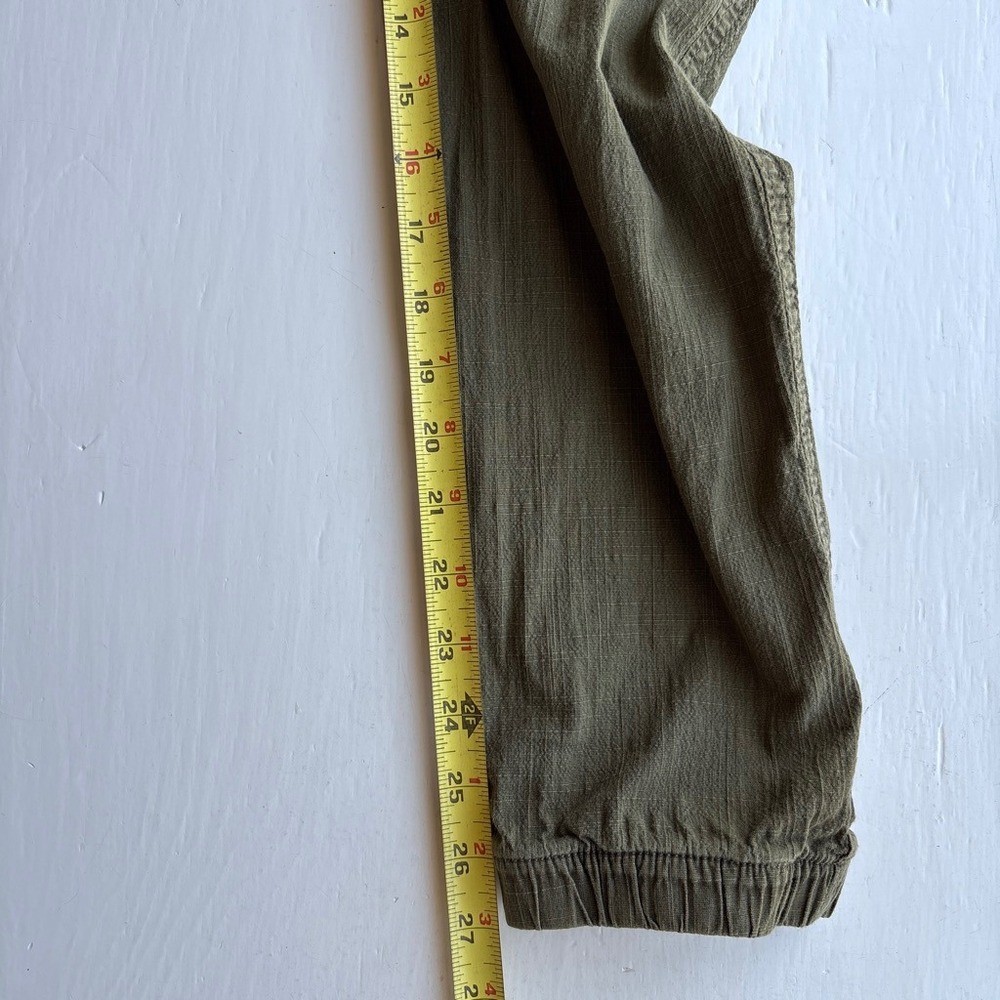 Women 10 Jogger Pant Olive Green Cotton Cargo Stretch Elastic Waist Neutral Boho - Picture 8 of 8